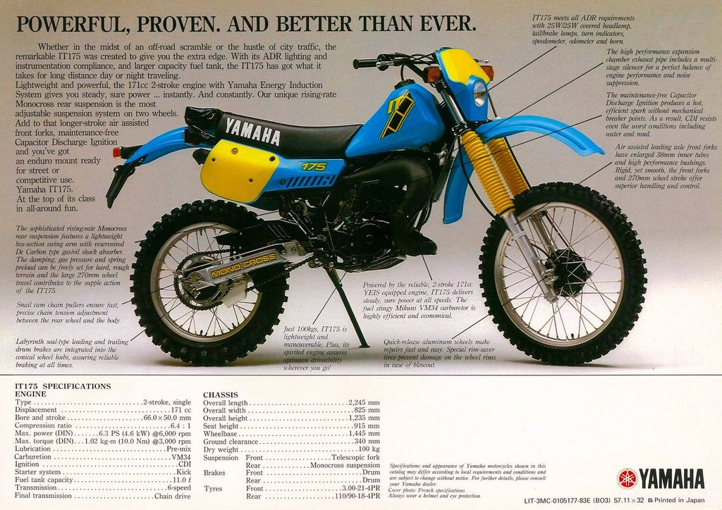 Yamaha IT 175 technical specifications